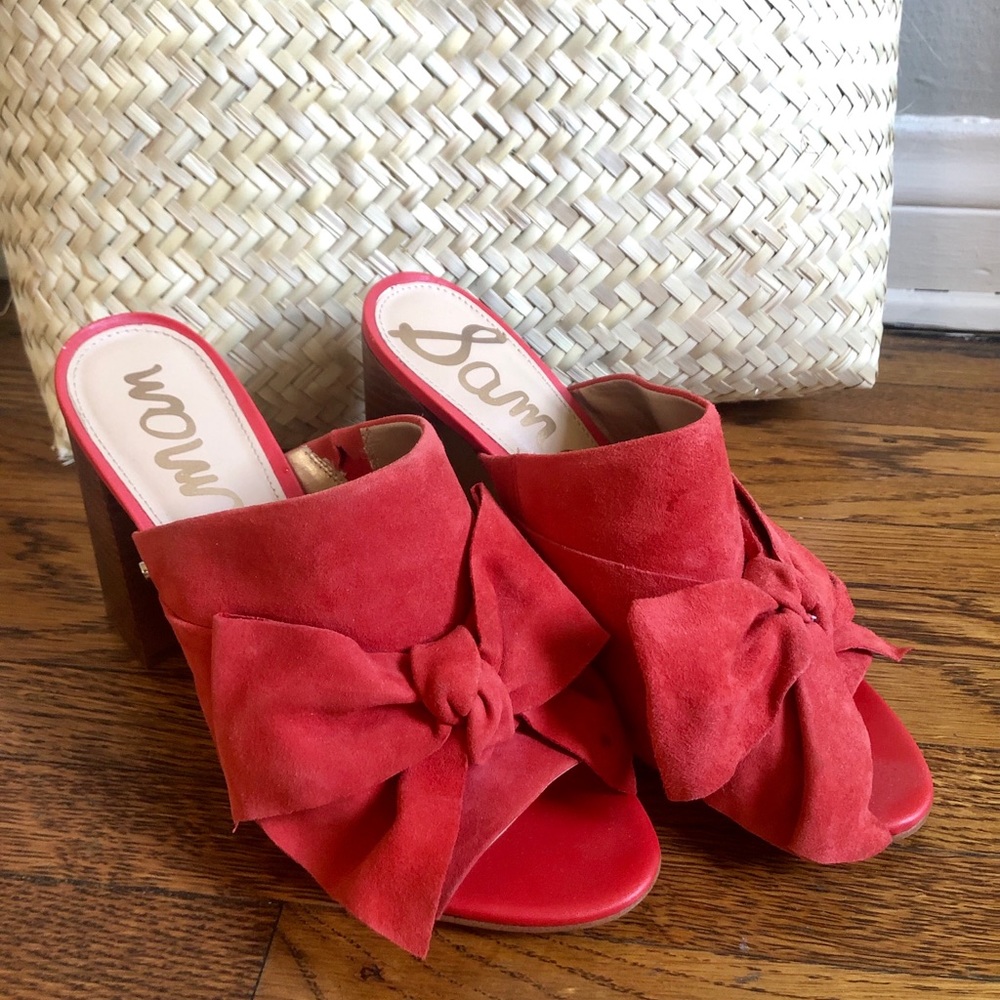 SAM EDELMAN Women Red Yumi Bow Mules